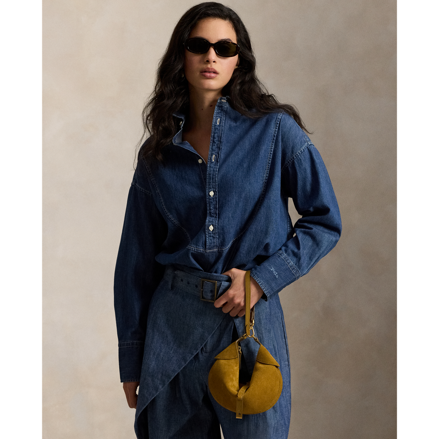 Женская сумка Ralph Lauren Polo ID Suede Mini Shoulder, цвет: Artichoke — фото 4
