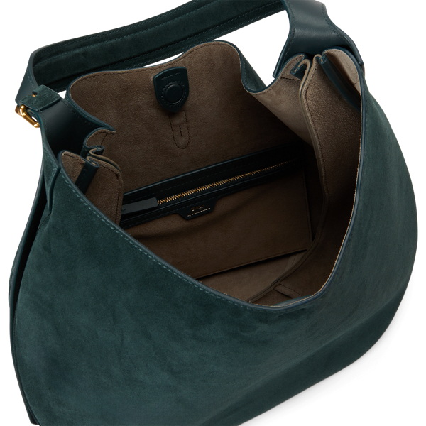 Petrol Blue Polo ID Suede Large Shoulder Bag Polo Ralph Lauren 5