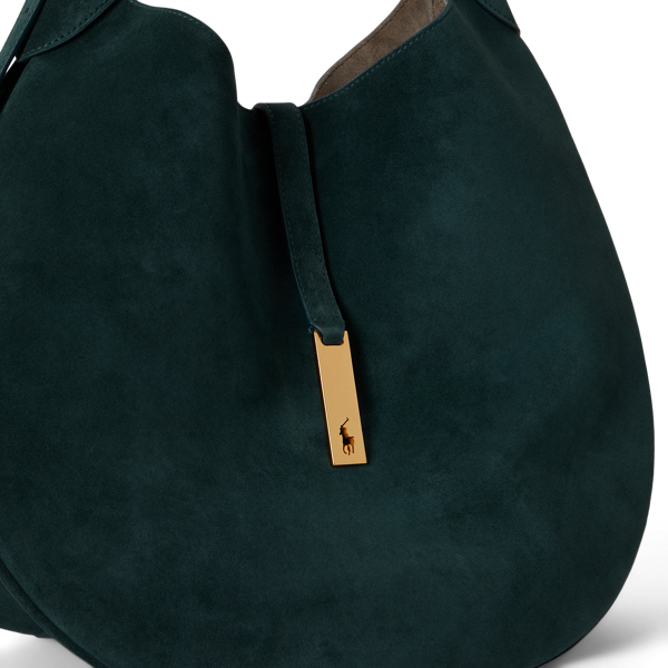 Petrol Blue Polo ID Suede Large Shoulder Bag Polo Ralph Lauren 6
