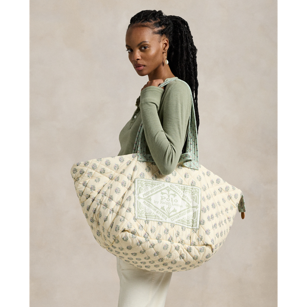 Quilted Floral Cotton Extra Large Tote