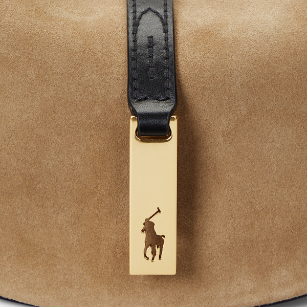 Light Tan/Black Polo ID Suede-Leather Mini Shoulder Bag Polo Ralph Lauren 6