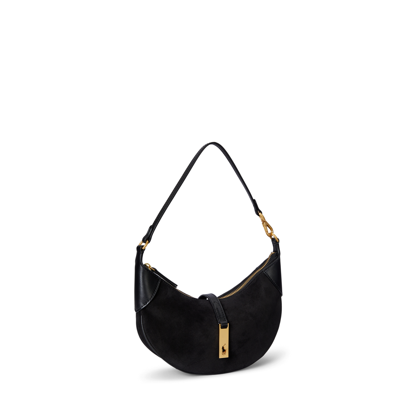 Женская сумка Ralph Lauren Polo ID Suede Mini Shoulder, цвет: Чёрный — фото 1