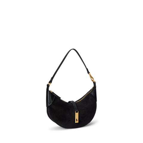 Женская сумка Ralph Lauren Polo ID Suede Mini Shoulder, цвет: Чёрный