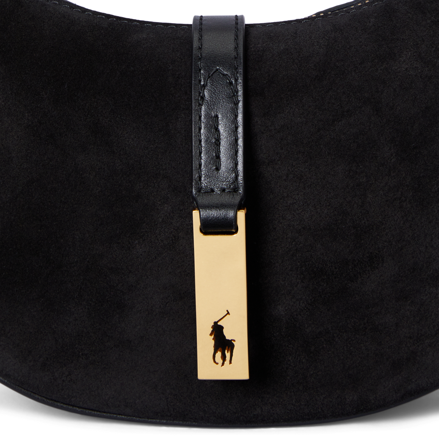 Женская сумка Ralph Lauren Polo ID Suede Mini Shoulder, цвет: Чёрный — фото 3