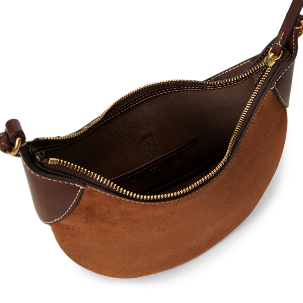 Toffee/Black Polo ID Suede Mini Shoulder Bag Polo Ralph Lauren 4
