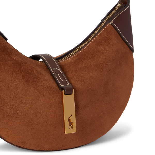 Toffee/Black Polo ID Suede Mini Shoulder Bag Polo Ralph Lauren 5