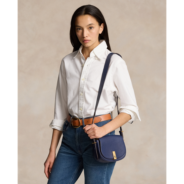 【RALPH LAUREN】 LEATHER SADDLE BAG / BLUE POLO RALPH LAUREN Polo ID Leather Mini Saddle Bag | endource