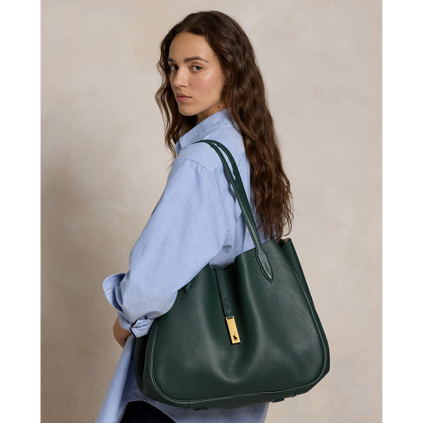 Ralph lauren large leather tote online