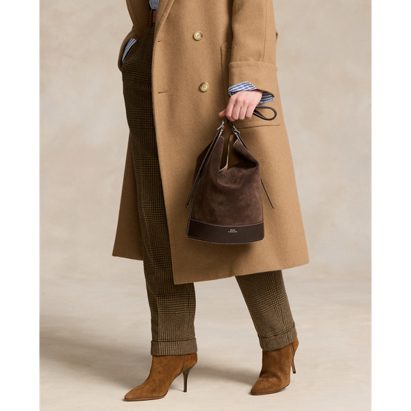 Chocolate Bellport Suede Bucket Bag Polo Ralph Lauren 7