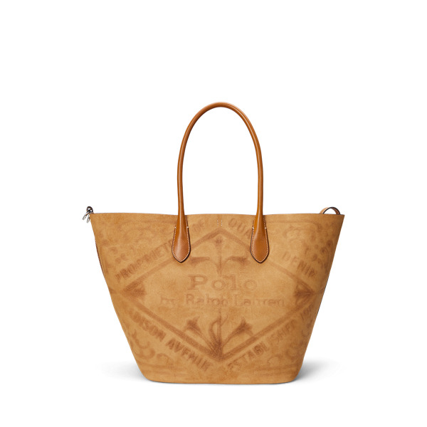 Tooled Logo Leather Large Bellport Tote