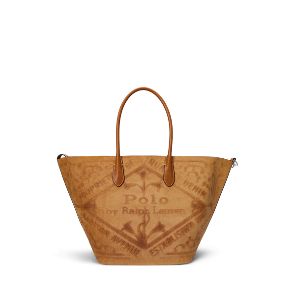 Tooled Logo Leather Large Bellport Tote