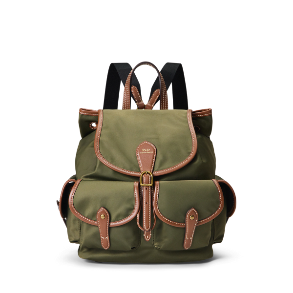 Company Olive Leather-Trim Nylon Bellport Backpack Polo Ralph Lauren 1