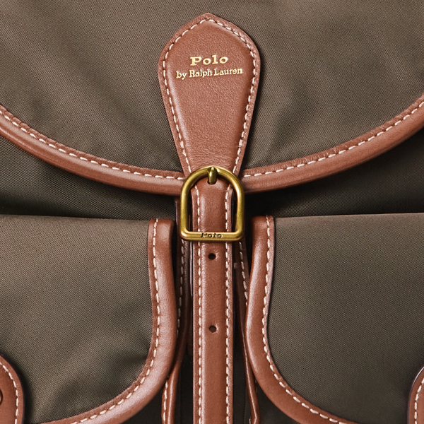 Nutmeg Brown Bellport Leather-Trim Nylon Backpack Polo Ralph Lauren 6