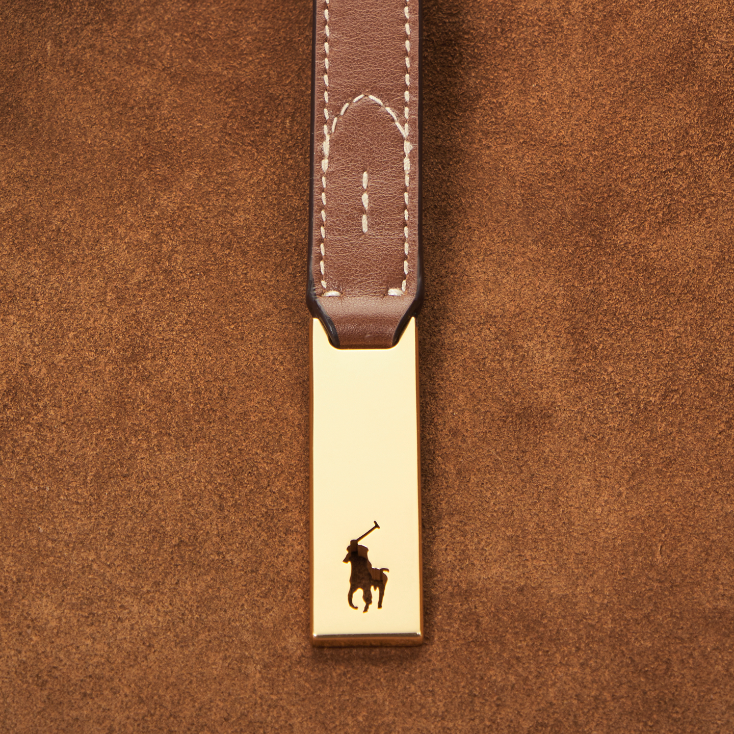 Женская сумка Ralph Lauren Polo ID Suede-Leather Large Shoulder, цвет: Коричный — фото 3