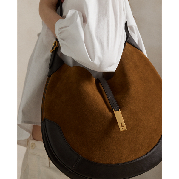 たっぷり収納【Ralph Lauren】Polo ID Suede Large Shoulder Bag Polo Ralph Lauren Polo Id Suede-leather Large Shoulder Bag