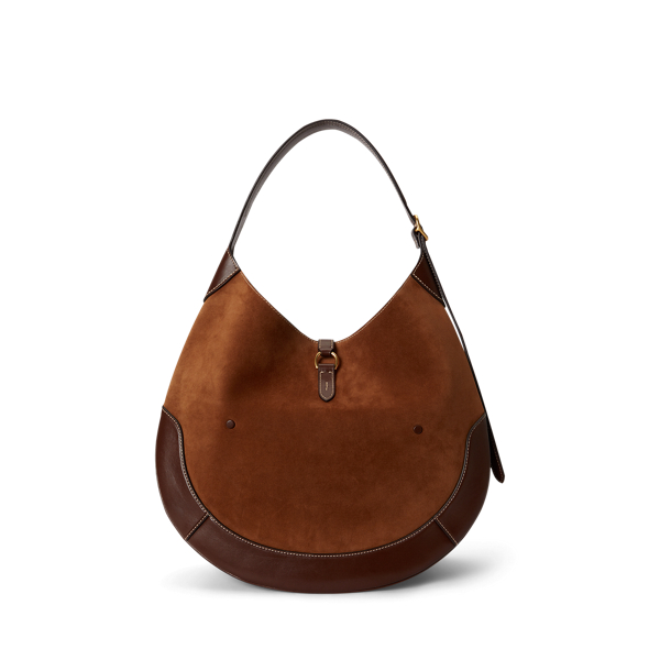 Toffee/Black Polo ID Suede Large Shoulder Bag Polo Ralph Lauren 4