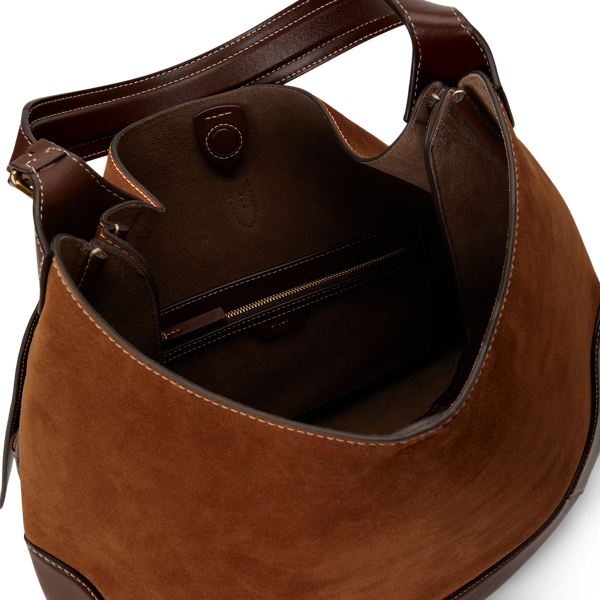 Toffee/Black Polo ID Suede Large Shoulder Bag Polo Ralph Lauren 5