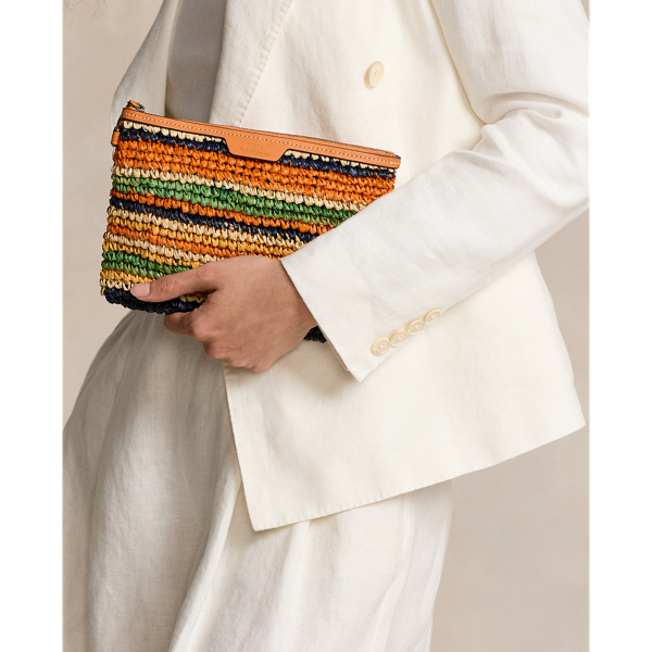 Big Pony Striped Raffia Large Tote for Women | Ralph Lauren® UK