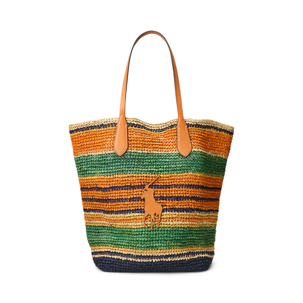 Big Pony Striped Raffia Large Tote