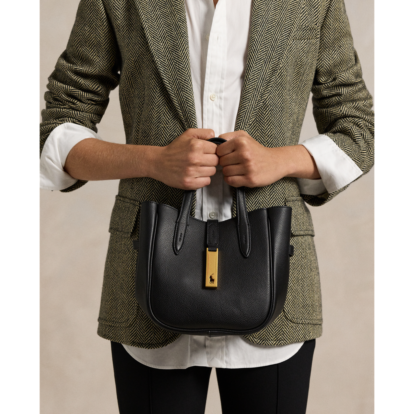 Женские сумки Ralph Lauren Polo ID Leather Small Tote, цвет: Чёрный — фото 5