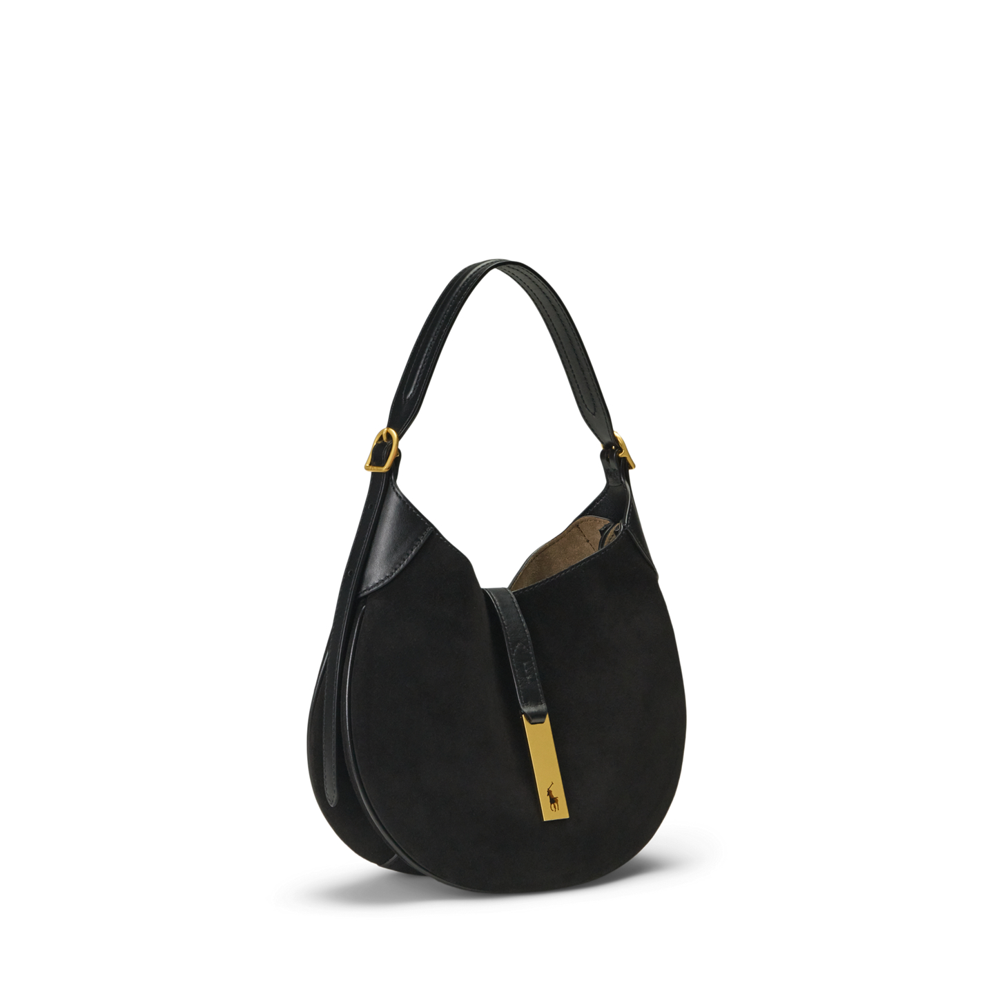Женская сумка Ralph Lauren Polo ID Suede-Leather Small Shoulder, цвет: Чёрный — фото 7