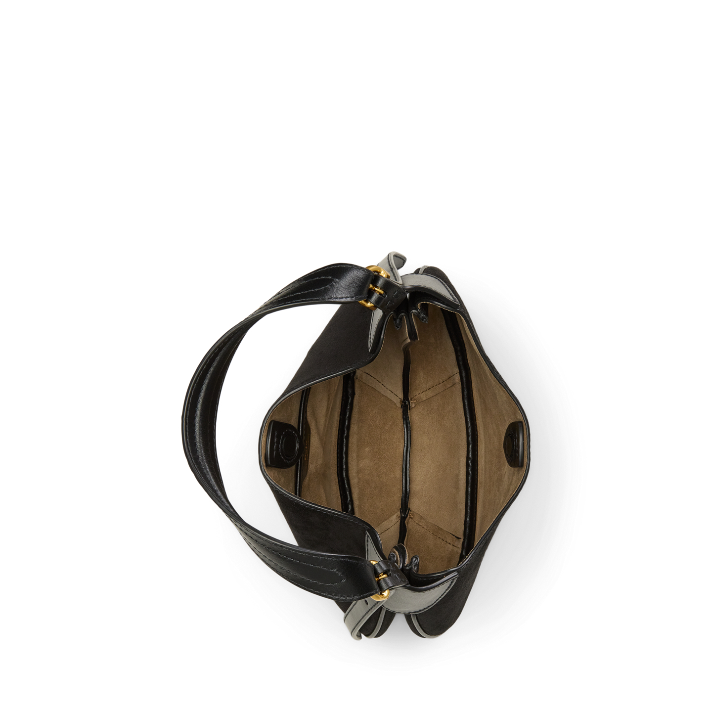Женская сумка Ralph Lauren Polo ID Suede-Leather Small Shoulder, цвет: Чёрный — фото 3