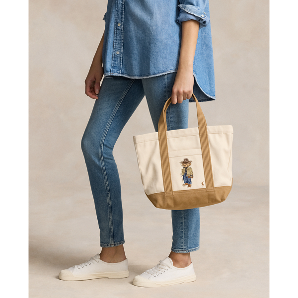 【Polo Ralph Lauren】Polo Bear Canvas Small Tote Genuine Polo Ralph Lauren Canvas Small Polo Bear Tote Bag
