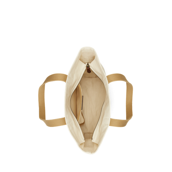 Ecru/Tan Polo Bear Canvas Medium Tote Polo Ralph Lauren 5