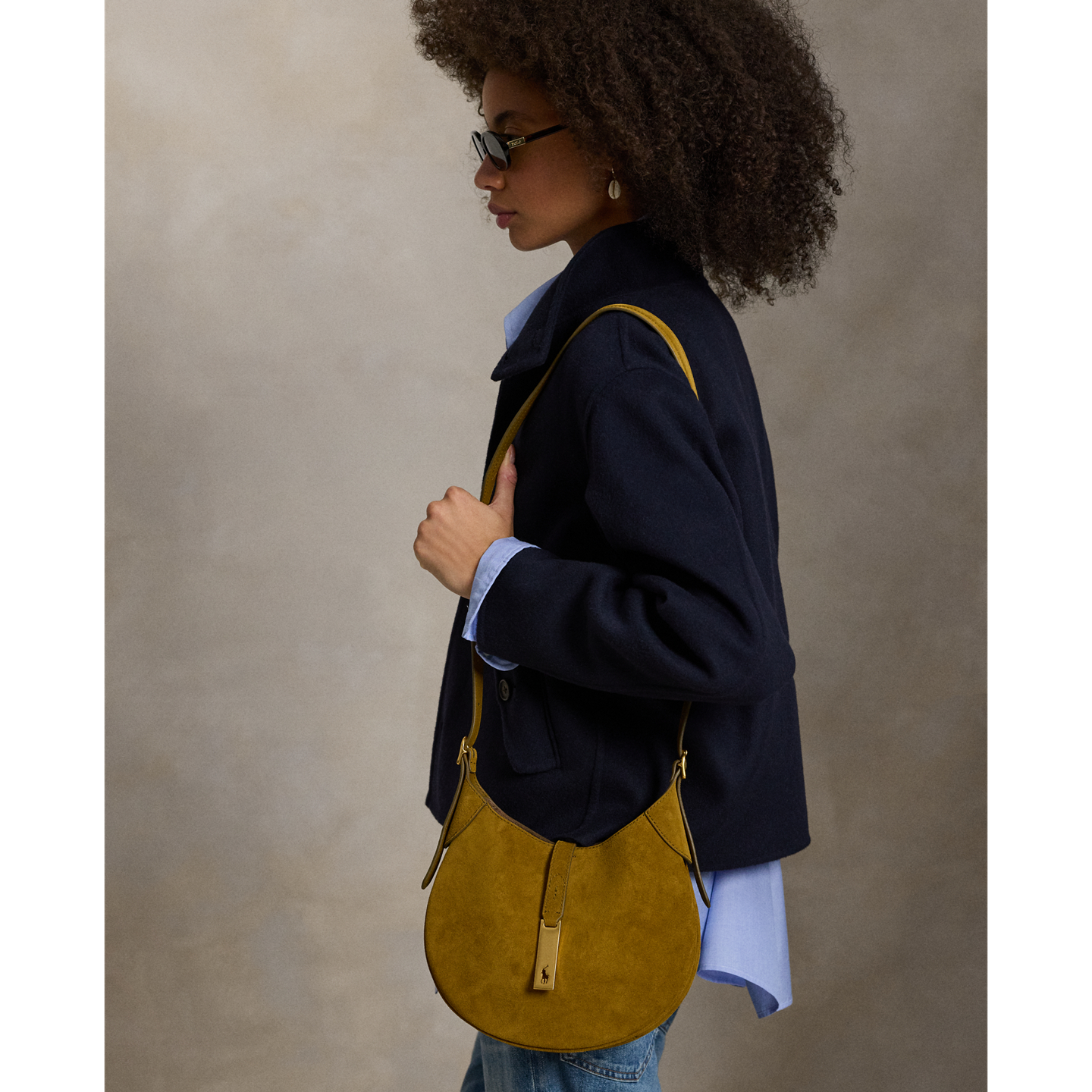 Женская сумка Ralph Lauren Polo ID Suede Small Shoulder, цвет: Artichoke — фото 6