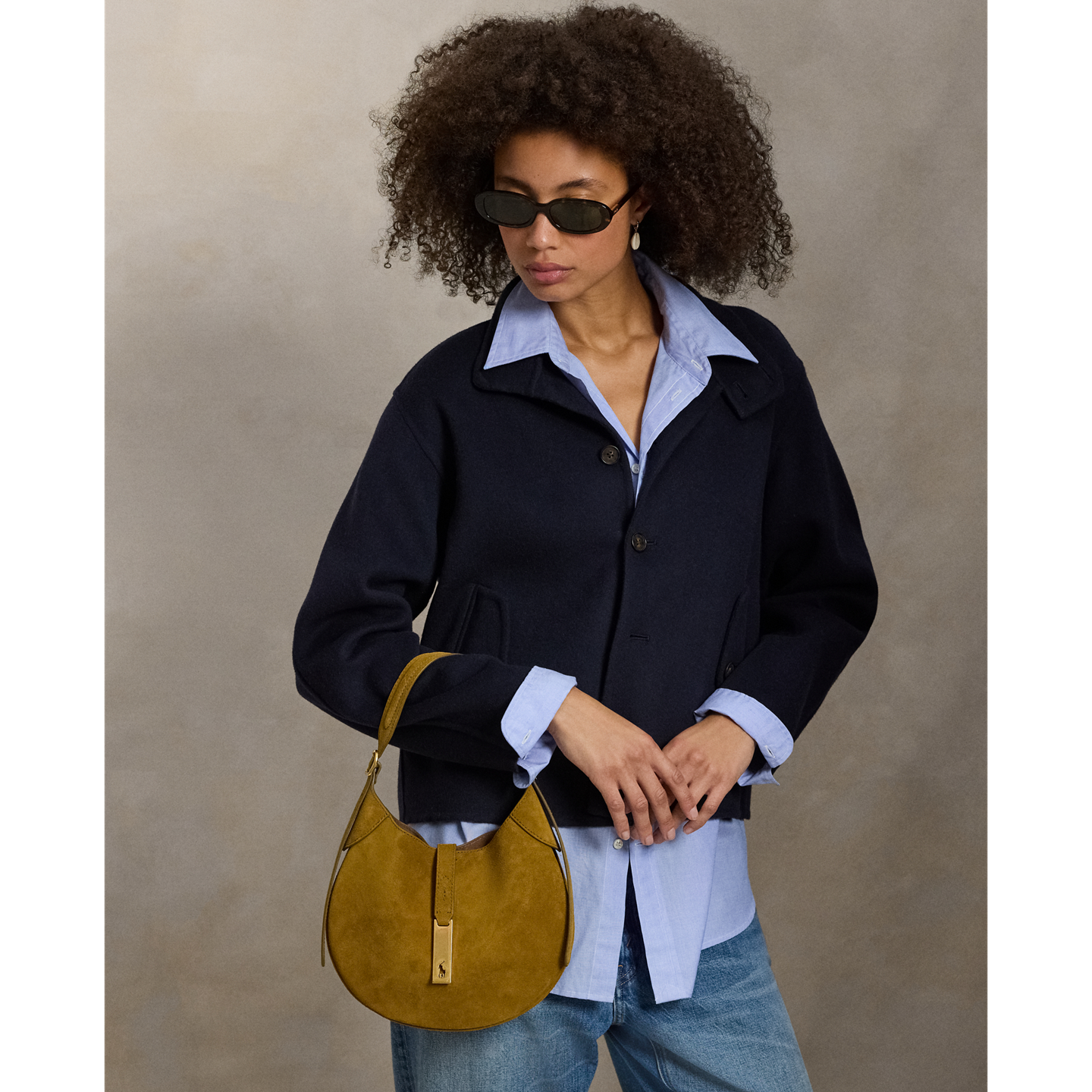 Женская сумка Ralph Lauren Polo ID Suede Small Shoulder, цвет: Artichoke — фото 4