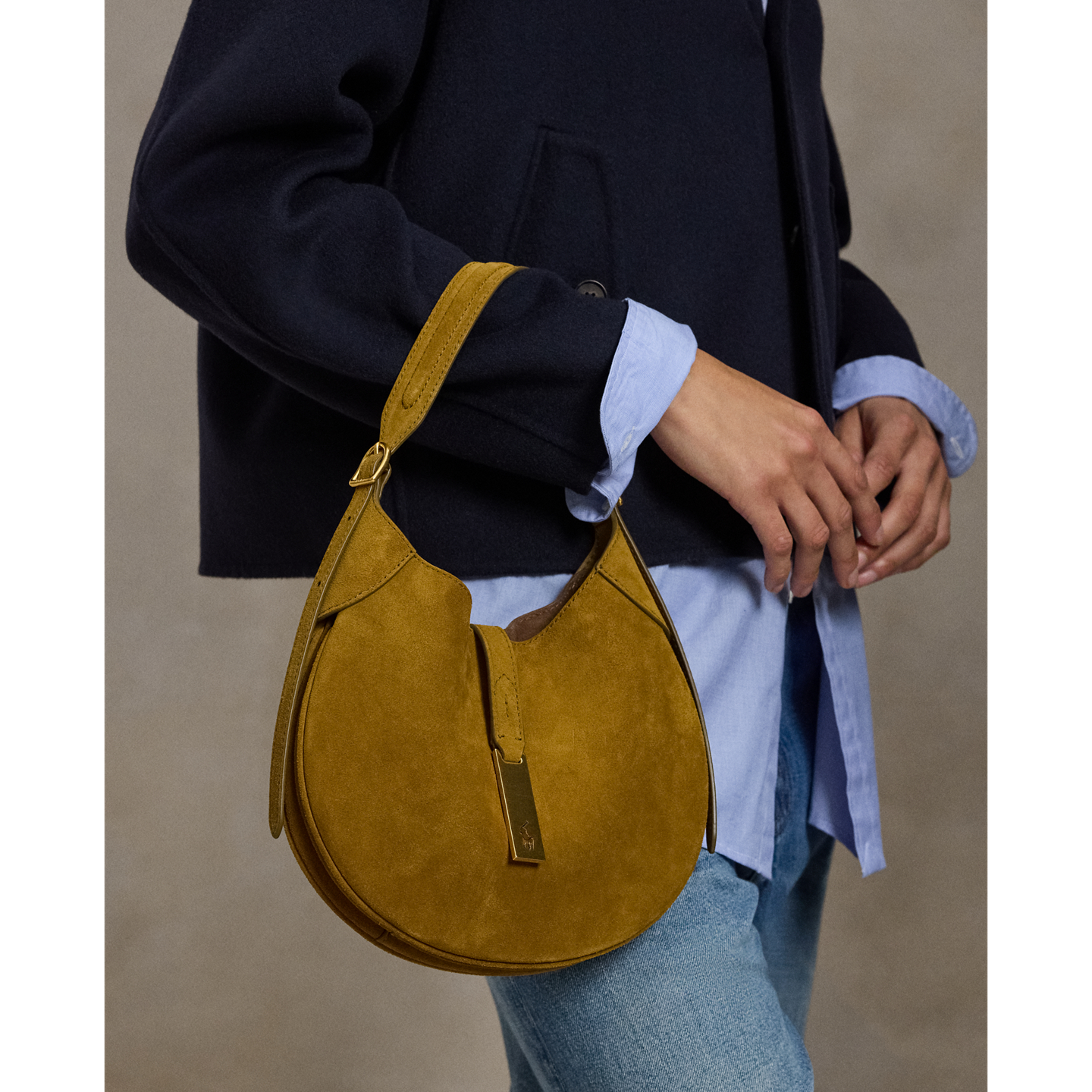 Женская сумка Ralph Lauren Polo ID Suede Small Shoulder, цвет: Artichoke — фото 5