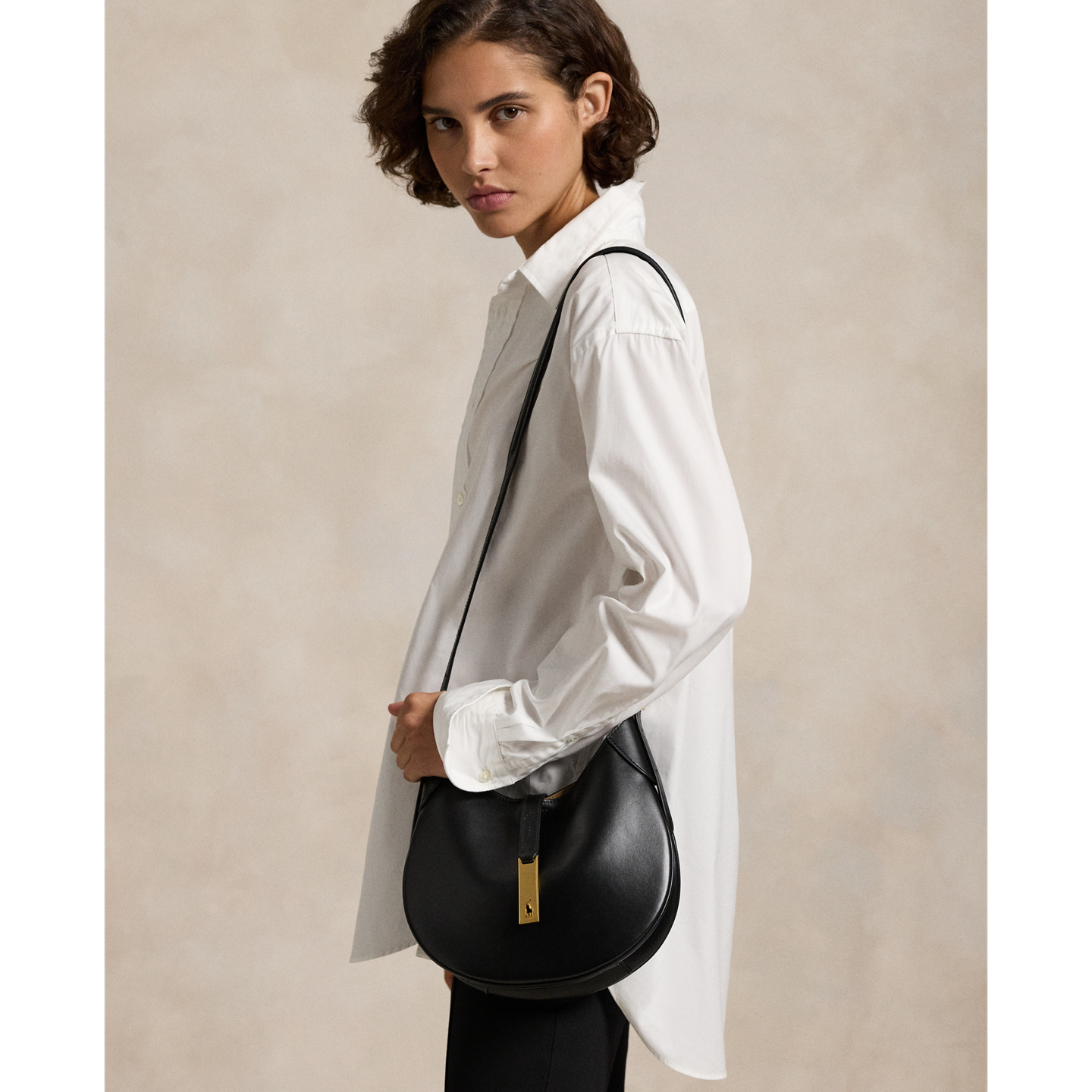 Женская сумка Ralph Lauren Polo ID Leather Small Shoulder, цвет: Чёрный — фото 6