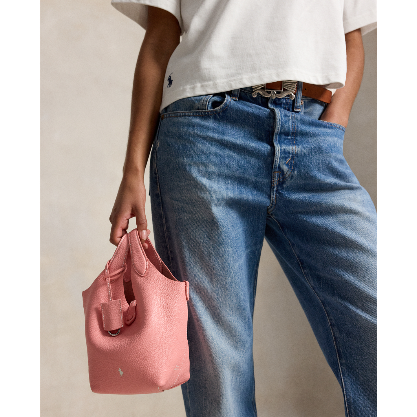 Женские сумки Ralph Lauren Polo Play Leather Small Tote & Crossbody, цвет: Коралловый — фото 4