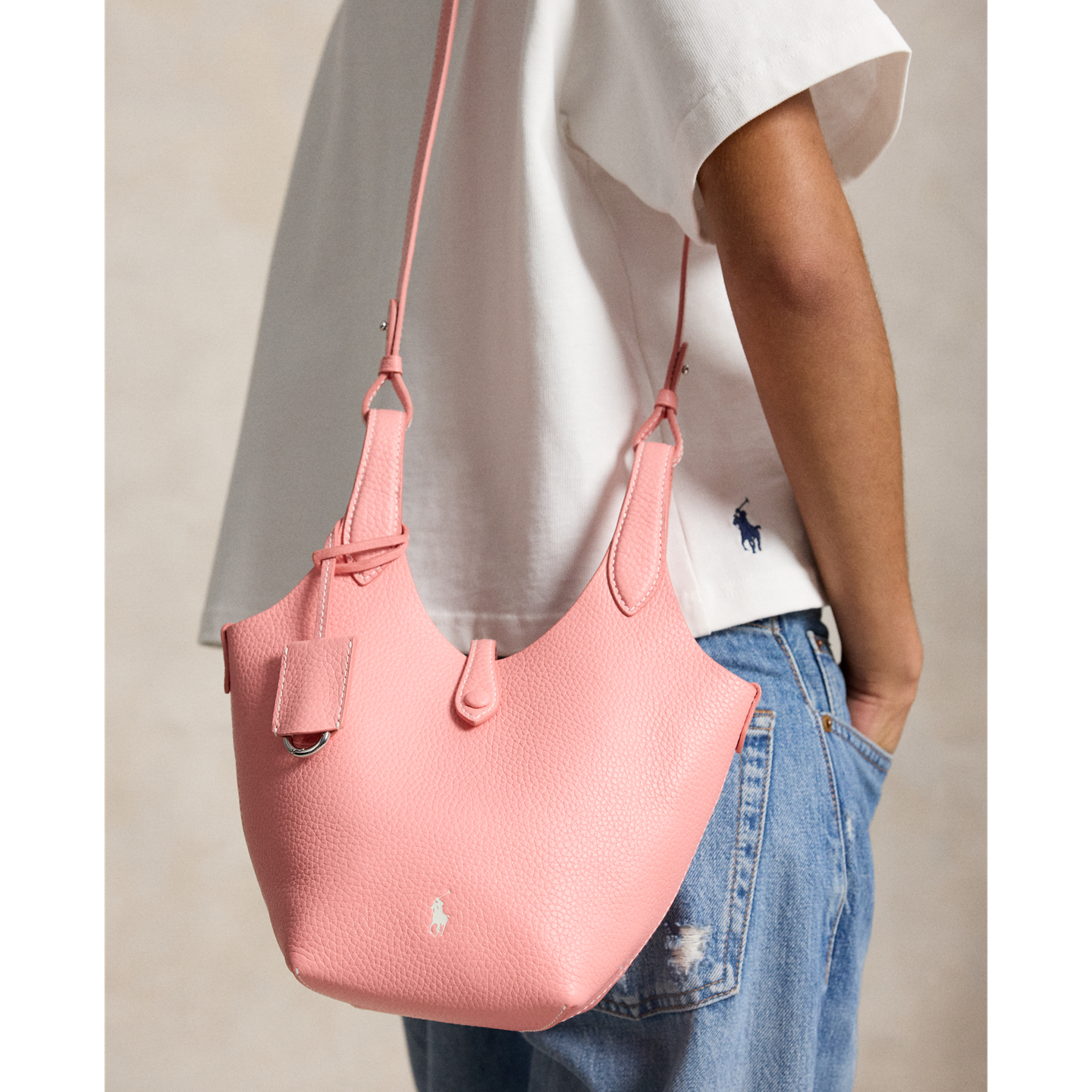 Женские сумки Ralph Lauren Polo Play Leather Small Tote & Crossbody, цвет: Коралловый — фото 5
