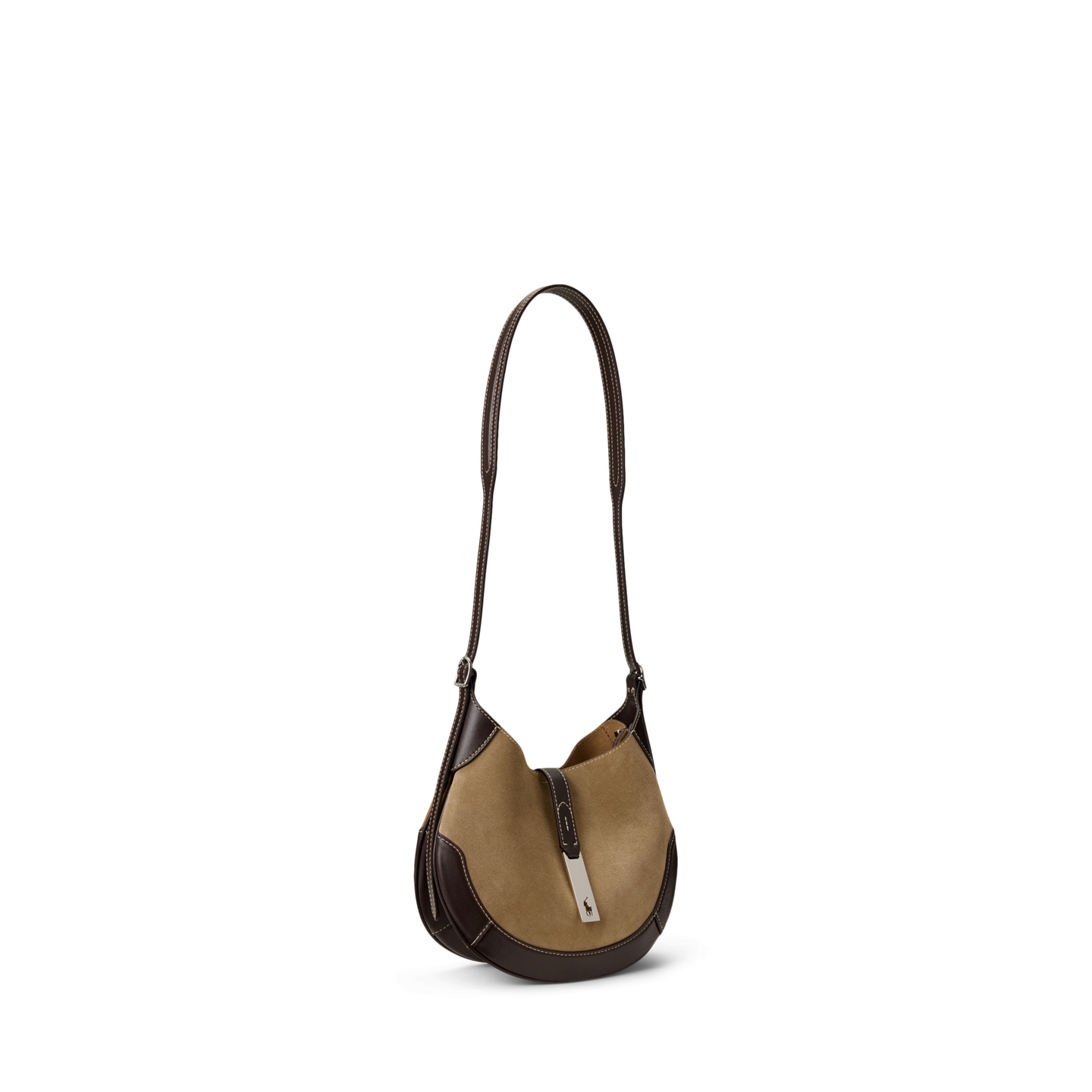 Женская сумка Ralph Lauren Polo ID Suede-Leather Small Shoulder, цвет: Глиняный / Табачный — фото 6