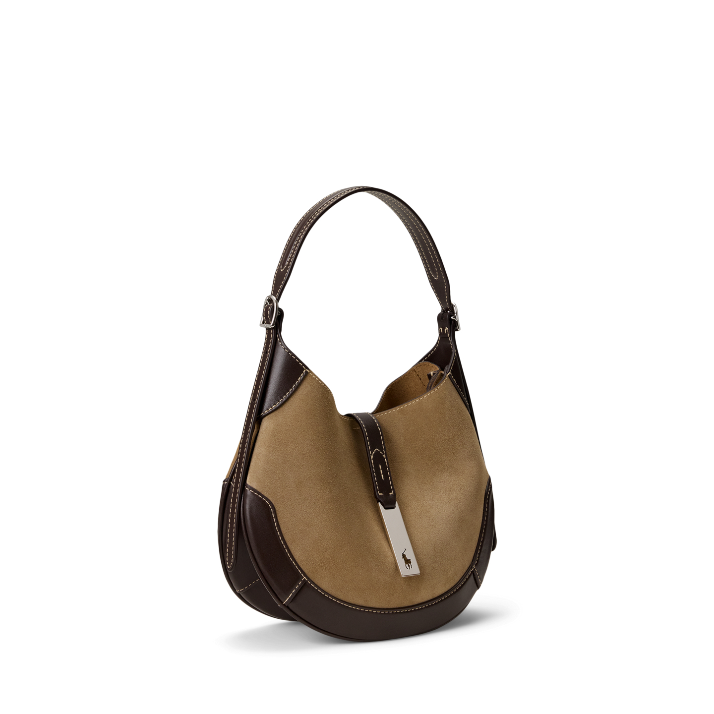 Женская сумка Ralph Lauren Polo ID Suede-Leather Small Shoulder, цвет: Глиняный / Табачный — фото 1
