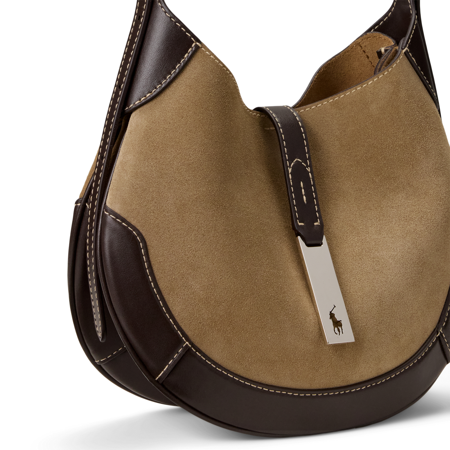 Женская сумка Ralph Lauren Polo ID Suede-Leather Small Shoulder, цвет: Глиняный / Табачный — фото 3