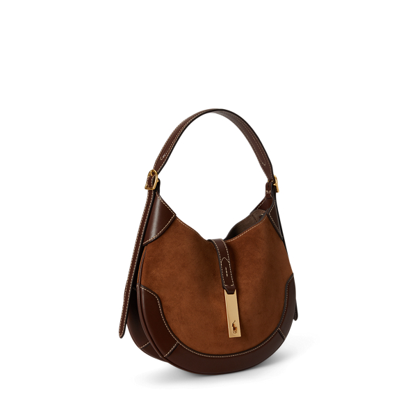 Toffee/Black Small Polo ID Suede-Leather Shoulder Bag Polo Ralph Lauren 2
