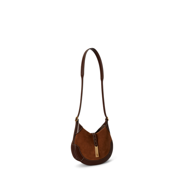 Toffee/Black Small Polo ID Suede-Leather Shoulder Bag Polo Ralph Lauren 6
