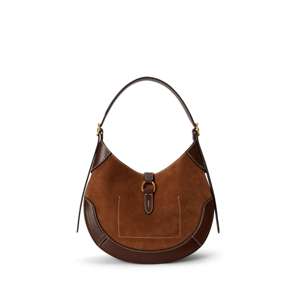 Toffee/Black Small Polo ID Suede-Leather Shoulder Bag Polo Ralph Lauren 3