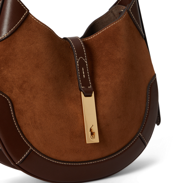 Toffee/Black Small Polo ID Suede-Leather Shoulder Bag Polo Ralph Lauren 5