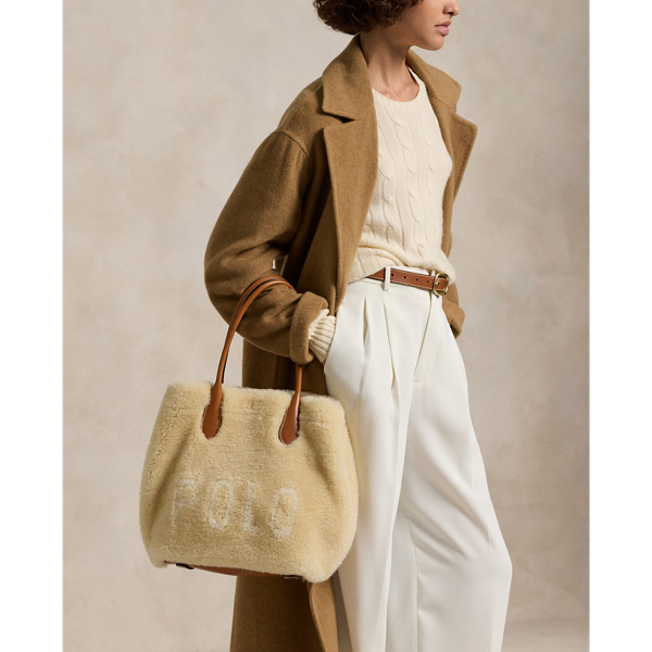 PRL★Shearling Leather Medium Bellport Tote★イタリア素材 Bellport Shearling-Leather Medium Tote
