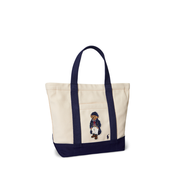 Ecru/Navy Polo Bear Canvas Small Tote Polo Ralph Lauren 2