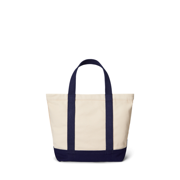Ecru/Navy Polo Bear Canvas Small Tote Polo Ralph Lauren 3