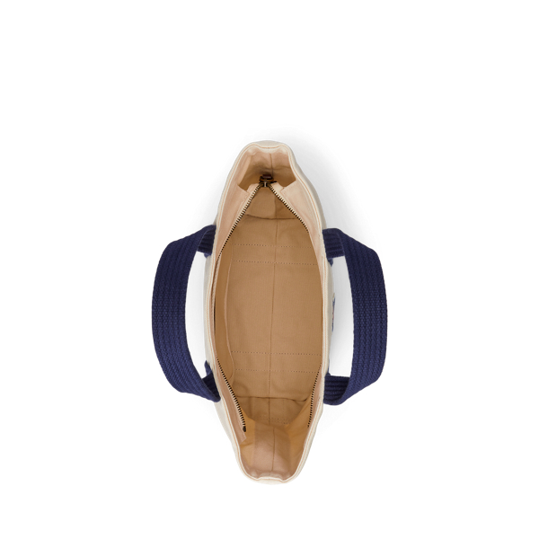 Ecru/Navy Polo Bear Canvas Small Tote Polo Ralph Lauren 4