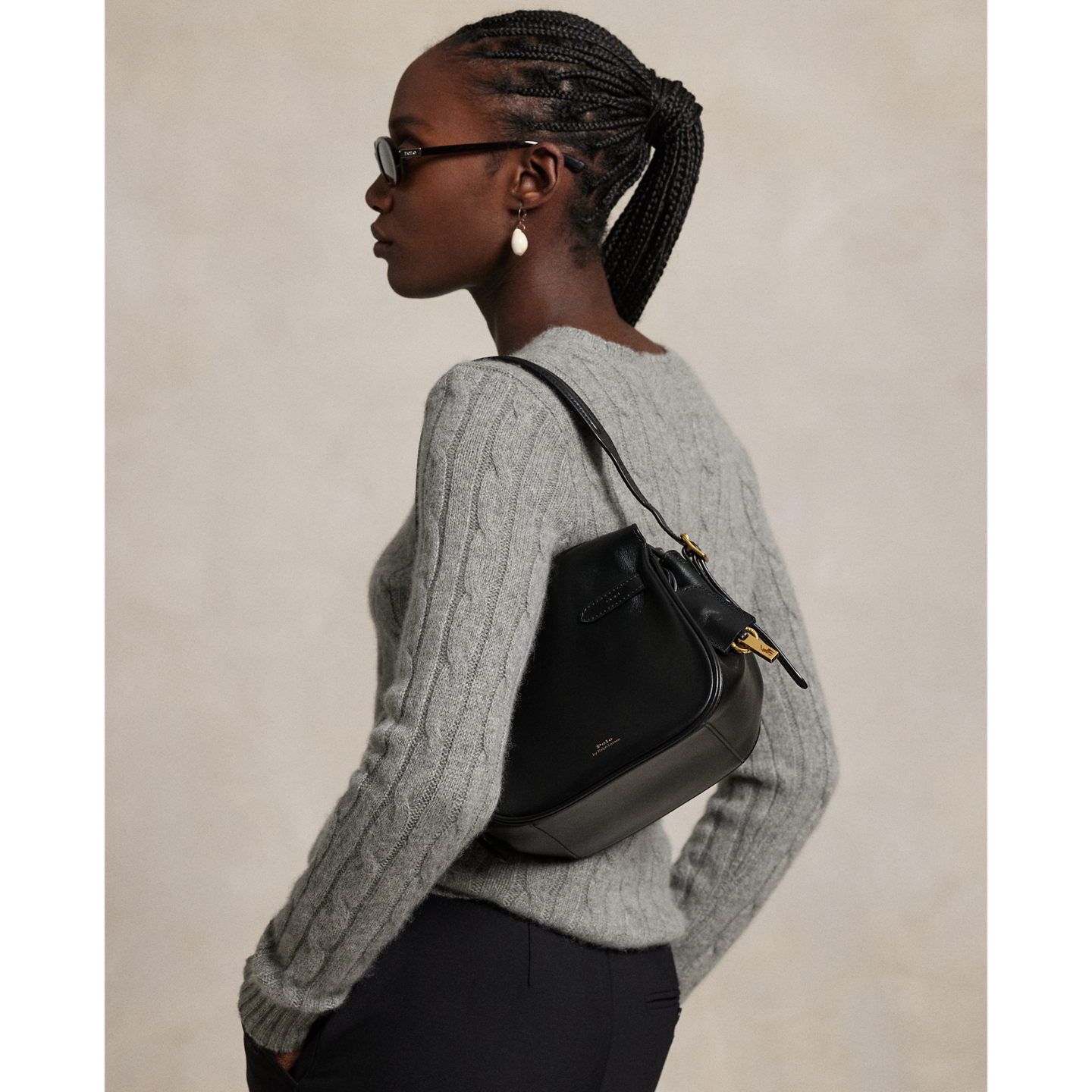 Женская сумка Ralph Lauren Polo ID Leather Mini Satchel, цвет: Чёрный — фото 4