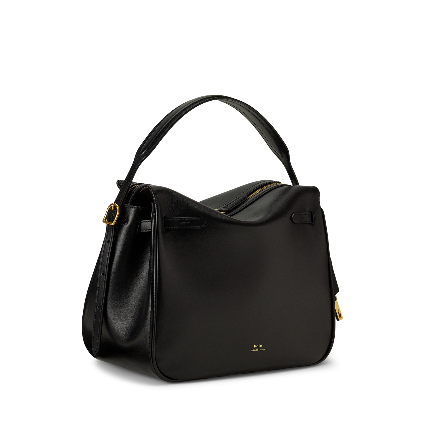 Женская сумка Ralph Lauren Polo ID Leather Satchel, цвет: Чёрный — фото 1