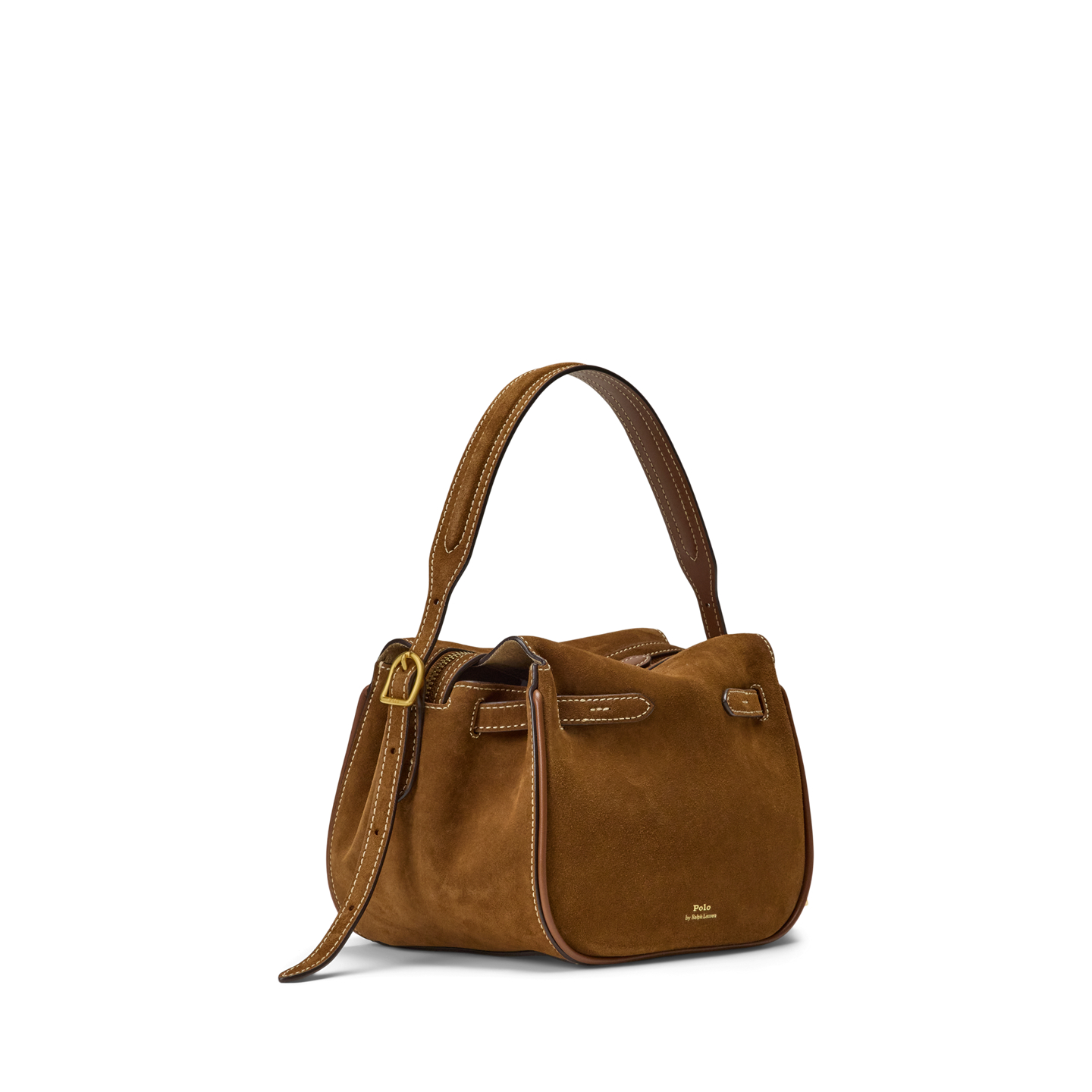 Женская сумка Ralph Lauren Polo ID Suede Mini Satchel, цвет: Коричный — фото 1