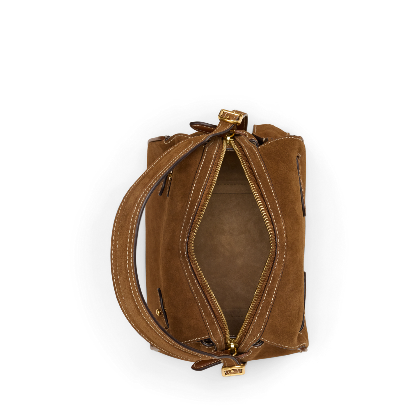 Женская сумка Ralph Lauren Polo ID Suede Mini Satchel, цвет: Коричный — фото 3