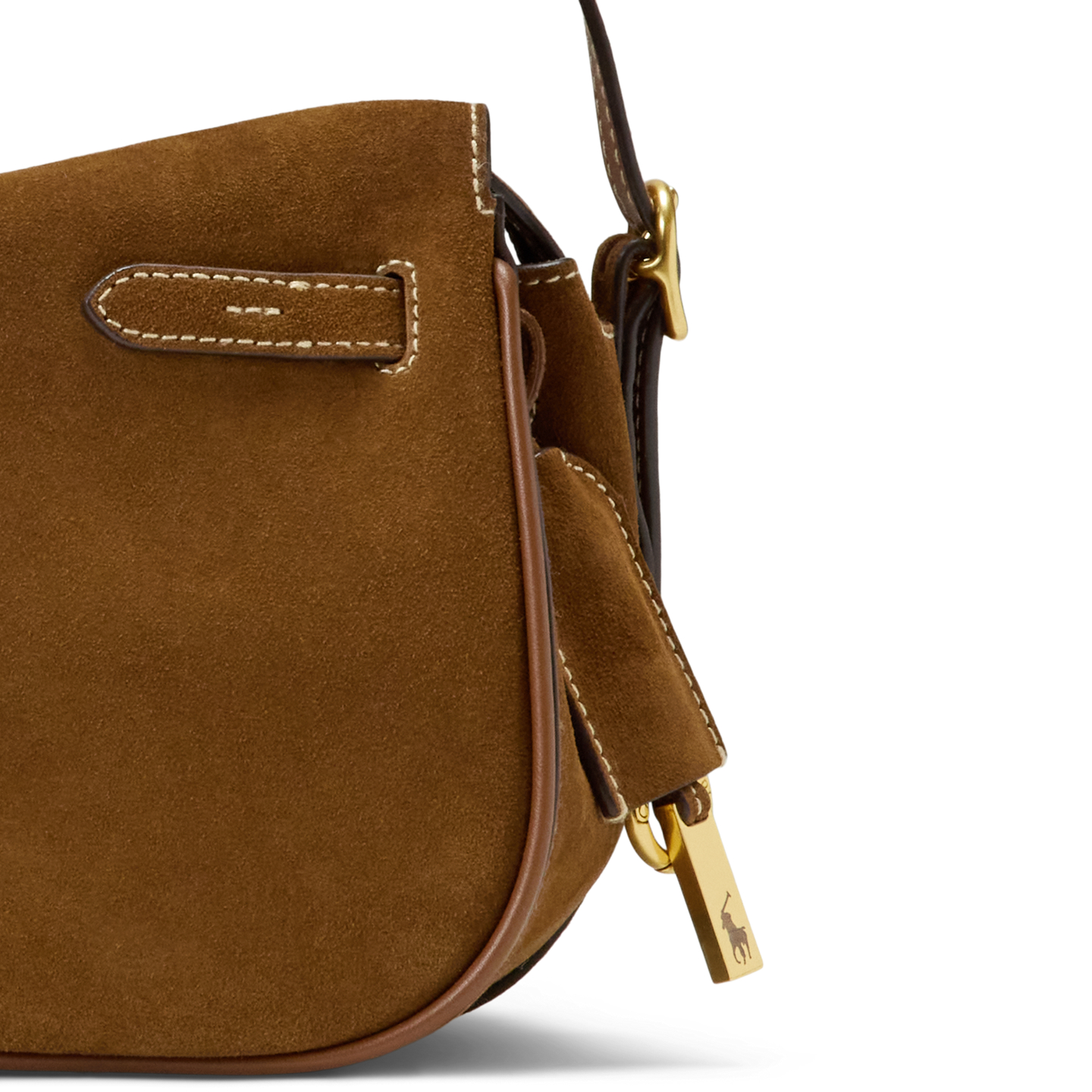 Женская сумка Ralph Lauren Polo ID Suede Mini Satchel, цвет: Коричный — фото 4